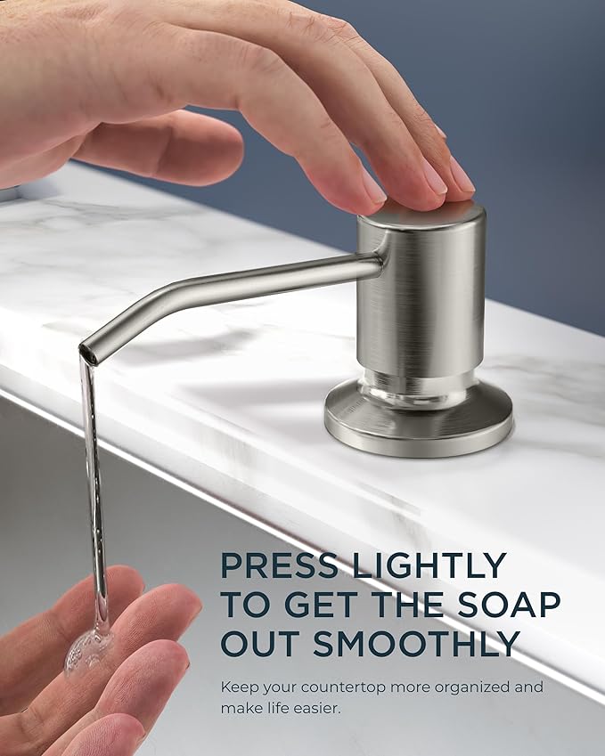 FORIOUS Kitchen Faucets with Soap Dispenser and Pull Down Sprayer, Brushed Nickel, Bar High Arc Single Handle Classic 3 Modes Stainless Steel Faucet for Kitchen Sink Farmhouse RV Laundry Camper
