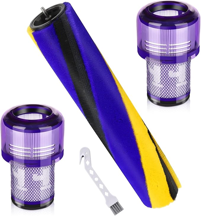 V12 Soft Roller Brush Bar + 2 Pack HEPA Filters Compatible with V12 Detect Slim, Replacement Parts No. 971634-01, for Hard Floors & Carpets, Vacuum Cleaner Attachments