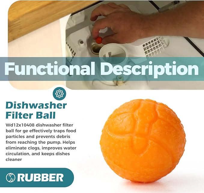 WD12X10408 Dishwasher Filter Ball Compatible with GE, Hotpoint & Crosley Dishwashers, Replaces WD12X10246 WD12X10467 AP5645087 PS4704215