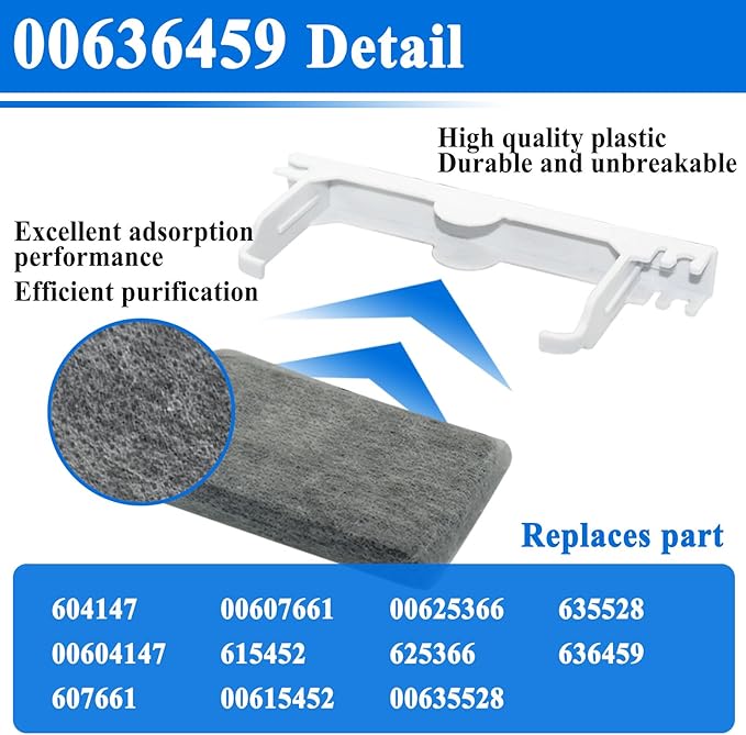 2Pcs 00636459 Refrigerator Active Carbon Accessories, 604147, 00607661, 00625366, 635528, 00604147, 615452, etc
