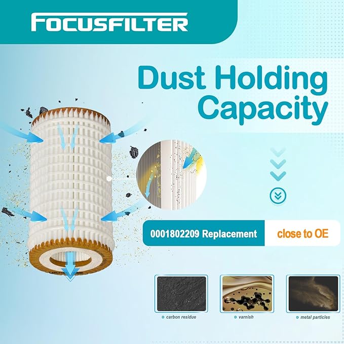FOCUSFILTER HU718/5x OEM Grade Oil Filter, Compatible with Mercedes-Benz C230/C240/C320/C300 /E350/E320/C350/E500/G1450/SL500/CL500, Replaces 05102905AB, 05102905AA, A1121800009