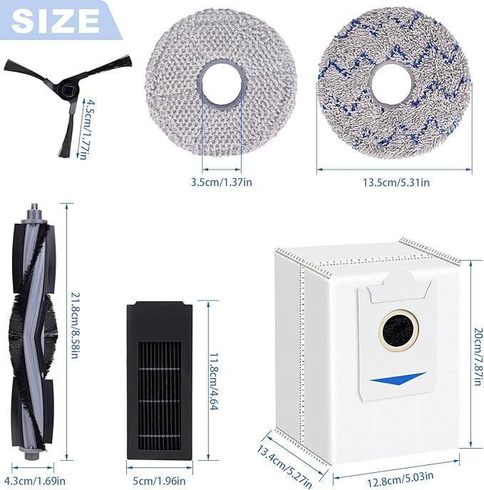 Replacement Parts for Ecovacs Deebot X2 / X2 Omni / X2 Pro / DEX86/ T30S / T30S PRO Robot Vacuum Cleaner - Spare Accessories Kit (Not for T30S COMBO)