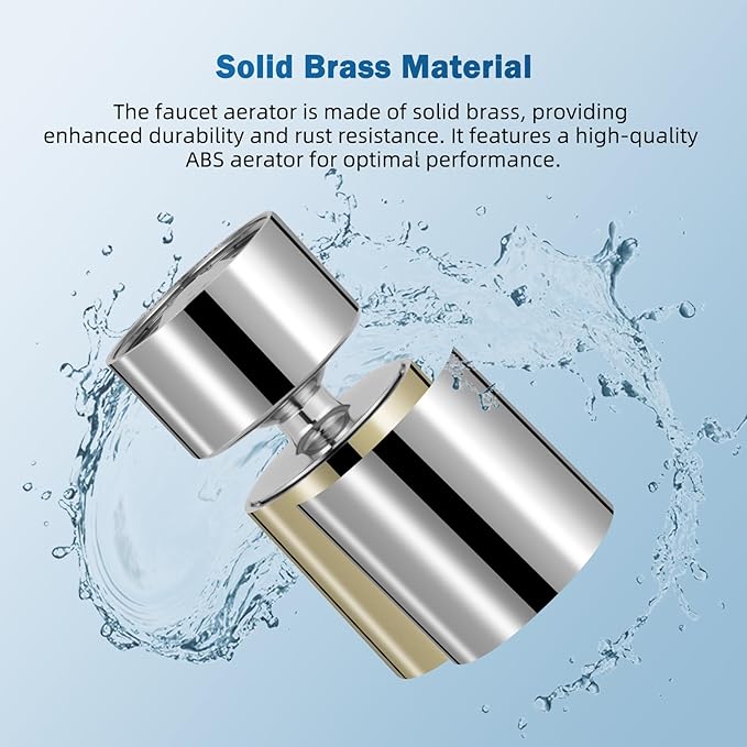 Hibbent Metal Faucet Aerator, 360-Degree Swivel Metal Kitchen Sink Aerator, Dual-function Sink Sprayer Attachment, Faucet Replacement Part 55/64'' Female Thread, Silver