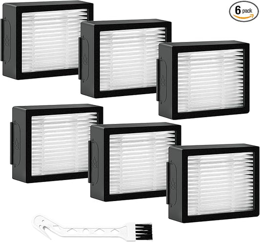 6 Pack Roomba Filters Fit for i-Robot Roomba I J E Series E5 E6 E7 i3 i3+ i4 i6 i6+ i7 i7+ i8 i8+ j7 j7+ Robot Vacuum Cleaners High-Efficiency Filter with 1 Cleaning Brush by Puxyblue