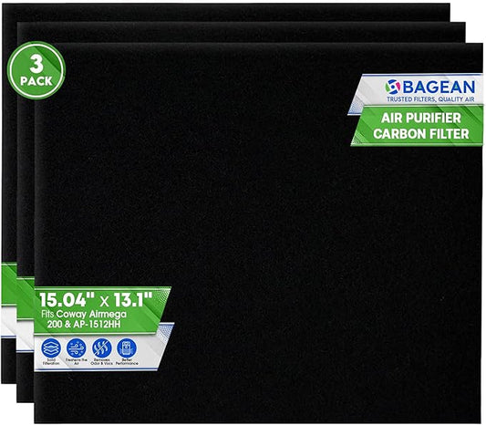 Bagean Airmega AP-1512HH Carbon Pre Filter - Compatible with Coway Air Purifier AP 1512HH and 200M - Fits Coway Filter Replacement - Activated Carbon Filters Absorb Odor & Freshen the Air (3-Pack)