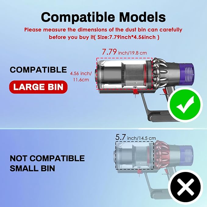 Dust Bin Replacement Compatible with Cyclone V10 Absolute,V10 Animal, V10 Animal Pro,V10 Total Clean +,SV12 Cordless Vacuum Cleaners,Canister Replacement Parts