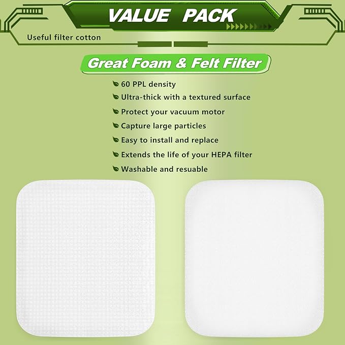 Filters Replacement for Shark Performance Lift Away UV850 UV900 DuoClean Upright Vacuum,4 Foam & Felt Filters Kit, Compare to Part #XFFK602UKT