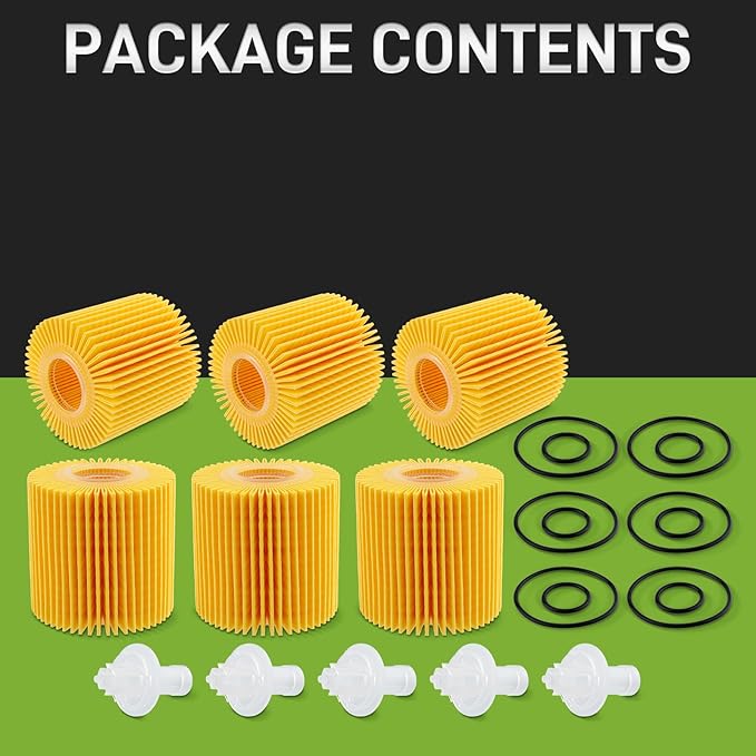 Engine Oil Filter - 6 Pack Compatible with Toyota Camry 2007-2017, Lexus, Scion, RAV4, Highlander, Avalon, Tacoma, Sienna 04152-YZZA1 04152-31090 04152-YZZG1 04152-0V010