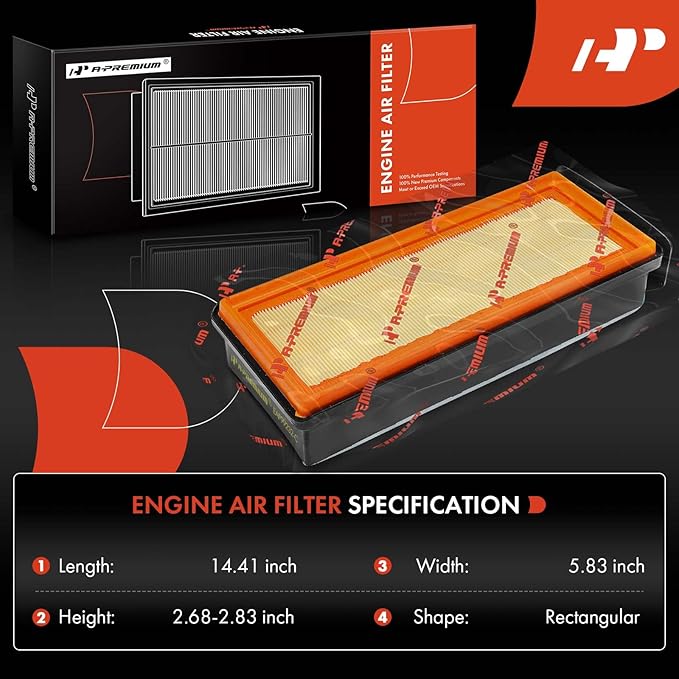 A-Premium Engine Air Filter Compatible with BMW X5 2014-2019, F10 Series 535d 2014-2016, 535d xDrive 2014-2016, 3.0L, Replace# 13718518111, EG3738