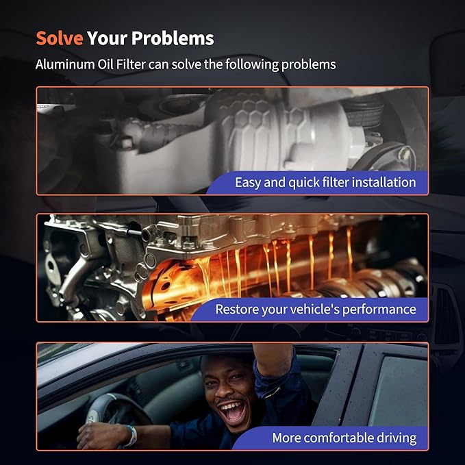 HiSport 26300-3LAA0 Upgrade Aluminum Oil Filter Housing Complete Assembly Compatible with Hyundai Genesis, Genesis G80, Palisade, Replacement for Kia Cadenza, Sedona, Sorento, Telluride