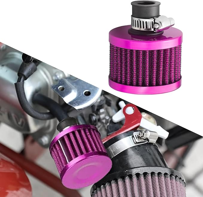 Breather Filter, Air Filter Valve Cover Breather, 12mm Mini Air Filter Vent Crankcase Breather, Air Filter Cold Air Intake Filter Breather, Car Accessories Universal for Car, Motorcycle