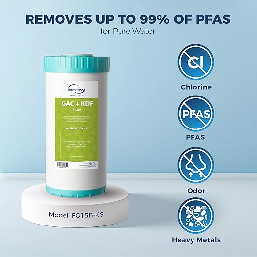 iSpring F2US21B-CPB Direct Connect US21B-CPB Replacement Filter Set, 4.5"x10" Undersink Water Filtration, Lead-Removal, GAC+KDF Cartridges