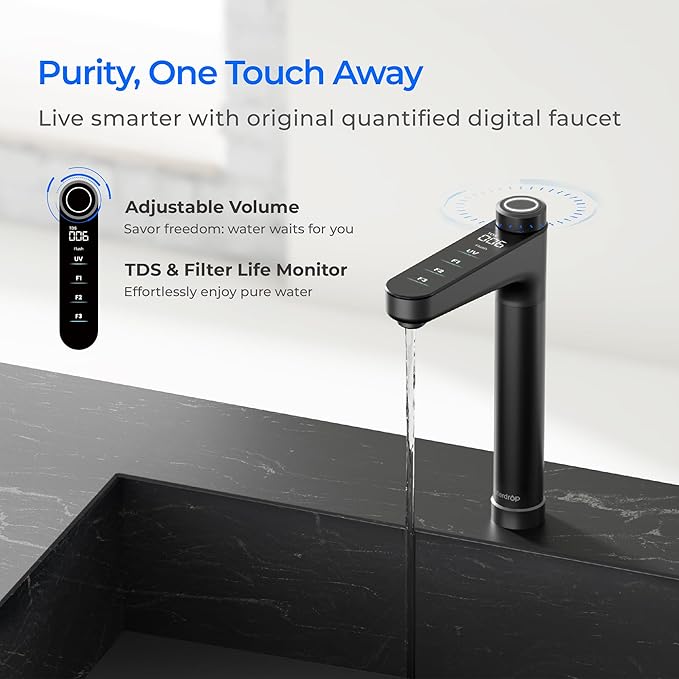 Waterdrop X16 Tankless Reverse Osmosis System, Alkaline Mineral, NSF/ANSI 42&58&372 Certified, 1600 GPD RO System, 11-Stage Filtration, UnderSink, 3:1 Pure to Drain, Smart Black Faucet, BPA Free