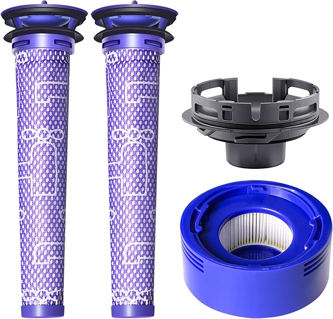 4 Pack Vacuum Filter Replacement and Motor Cover Upgrade Kit Compatible with Dyson V7, V8 Animal, SV10 Cordless Vacuum Cleaners, 2 Pre-Filters, 1 Post-Filter, 1 Motor Rear Cover