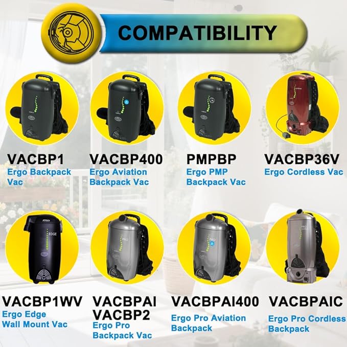 SpaceTent 6 Pack Ergo Backpack Vacuum Bags part# VACBP6, compatible with 8-Quart Atrix Ergo Backpack Vacuum, Model #: VACBP1, VACBP36V, VACBPAI.