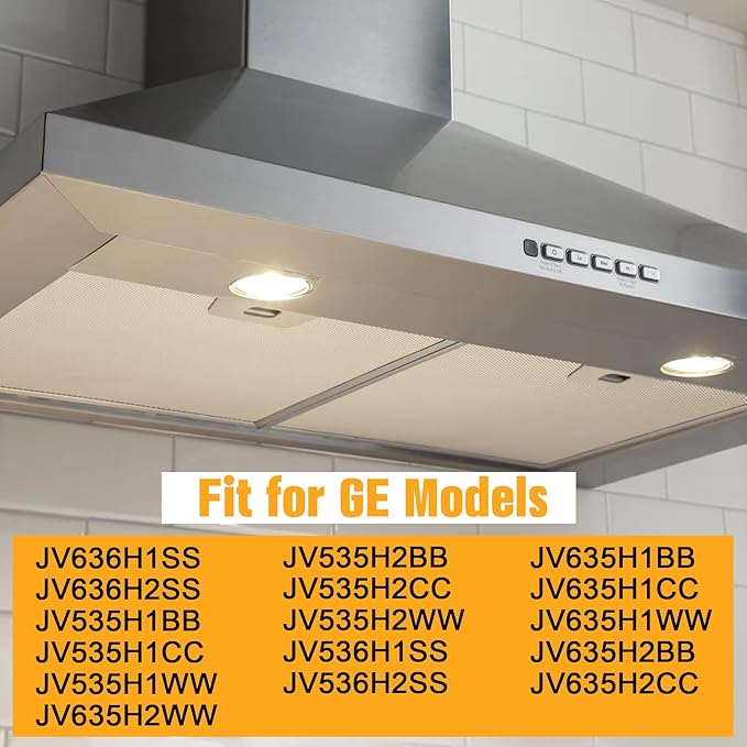 WB02X11011 Aluminum Range Hood Filter (14.5"×11.5") Compatible with GE Range Hood JV536H1SS JV536H2SS JV535H1WW JV635H1BB JV635H2CC, etc - 5-layer aluminum mesh-2 Pack