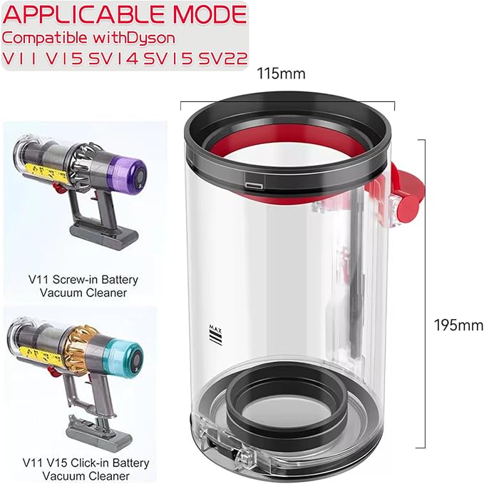 Suitable for Dyson vacuum cleaner dust bucket V11 V15 vacuum cleaner replacement dust box Dyson trash can V11 V15 SV14 SV15 SV22 large dust box replacement dust box parts