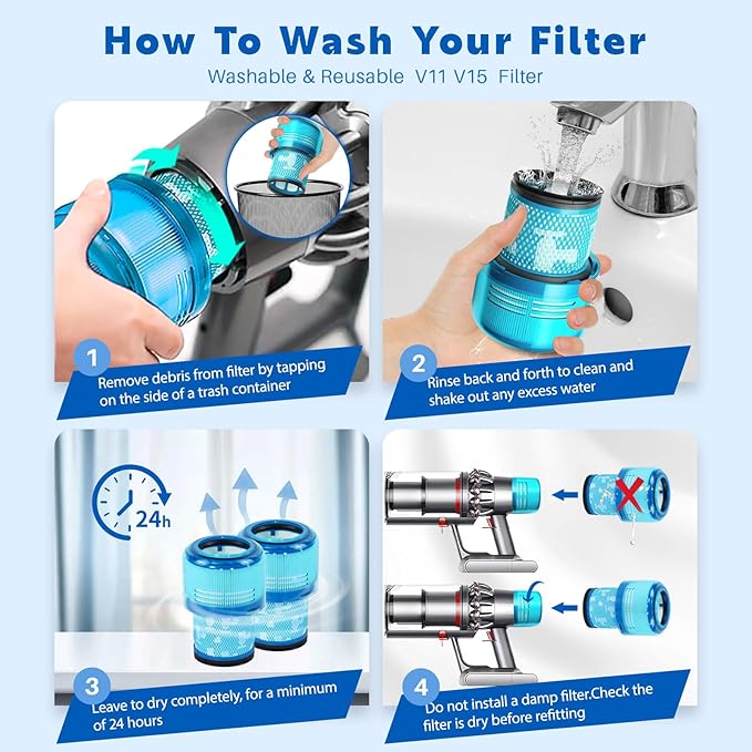3 Pack V15 Vacuum Filters Replacement for Dyson-V15 Detect, V15 Detect Absolute, V15 Submarine, Dyson-V11 Animal Filter, Dyson-V11 Filter, Dyson-V15 Detect Filter, Part 970013-02