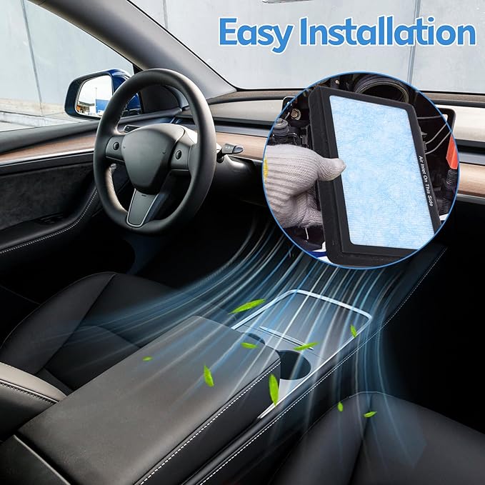 6 Pack Tesla Model 3 Model Y Cabin Air Filter, HEPA Cabin Air Filter with Activated Carbon 4-Stage Filtration, Replacement for 2016-2025 Tesla Model 3/Y, Includes 3 Wrenches & 3 Pry Bars