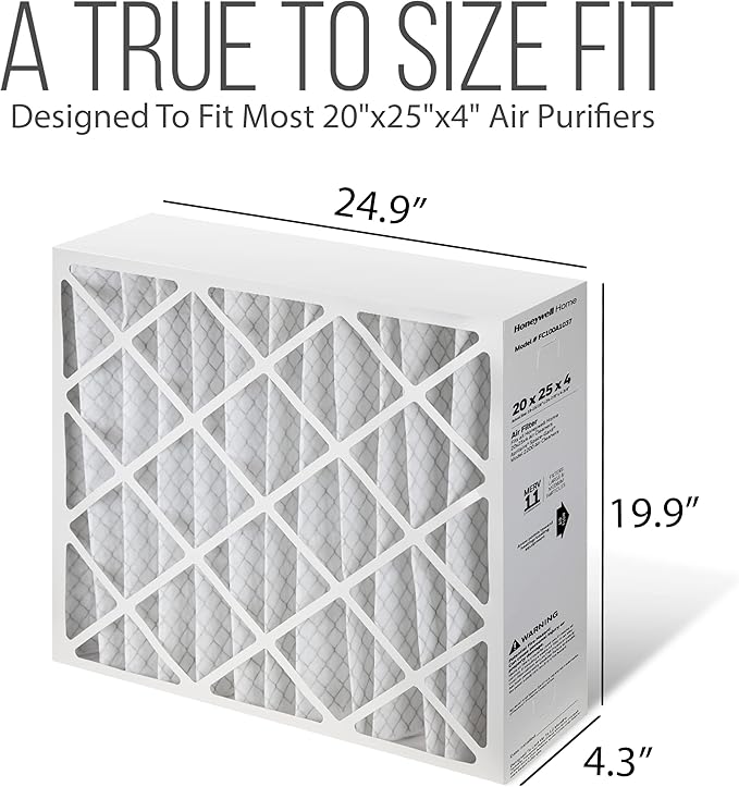 20x25x4 Furnace Filters, FC100A1037 Filter Replacement, Merv 11 Filter Media with Homequip Disposal Bag (2 Pack)