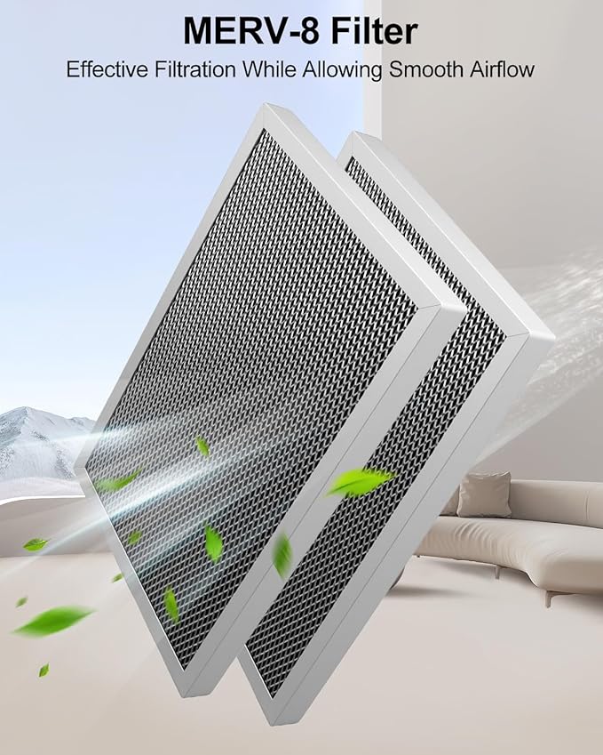 WUMZIJ 2PCS 5443 Dehumidifier Filter Compatible with Whole-House Dehumidifiers Models 1830 1850 1852 and Ventilation Models 8191 8192, MERV 8 Washable 10x12x1