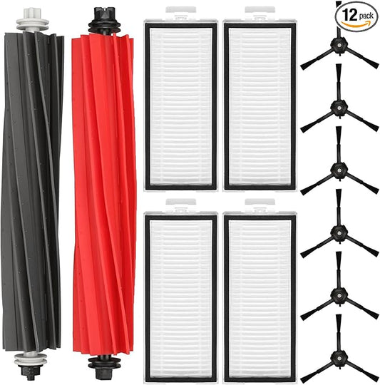 Replacement Parts Fit For Roborock Q5 Pro Q5 Pro+(Plus) Q5 Max+(Plus) Q5 DuoRoller+(Plus) Q8 Max Q8 Max+(Plus) Robot Vacuum Cleaner Accessories Kits. Dual Main Roller Brush, Washable Filter,Side Brush
