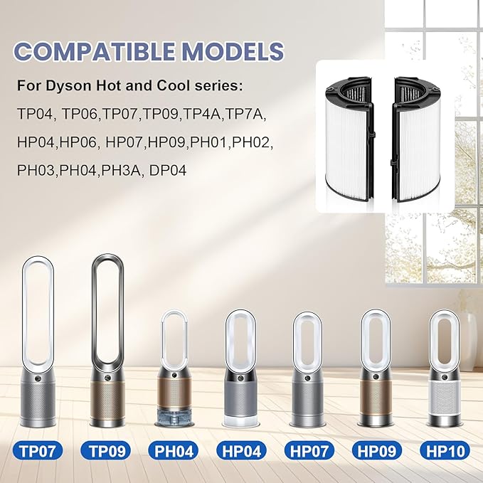 TP04 PH01 Replacement Filter Compatible with Dyson TP06 TP07 TP09 TP10 HP04 HP06 HP07 HP09 HP10 PH02 PH03 PH04 Air Filter Replacement,360°Combi Activated Carbon Filters Pure Cool Hot Air Filters