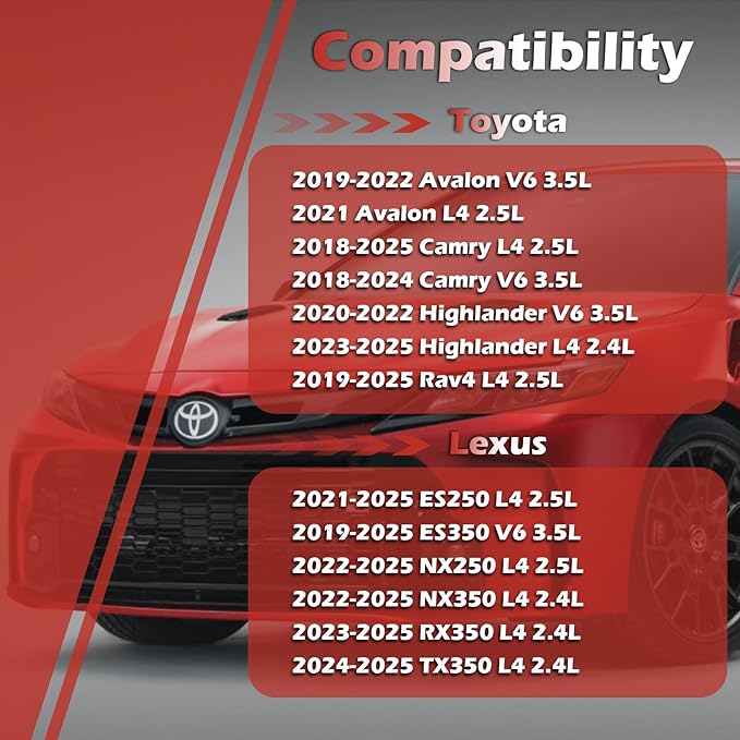 CA12377 Engine Air Filter and CF12157 Cabin Air Filter kit Compatible with 2018-2025 Toyota Camry Not For Hybrid 2020-2025 Highlander Not For Hybrid 2019-2025 Rav4 Not For Hybrid 2019-2025 Lexus ES350