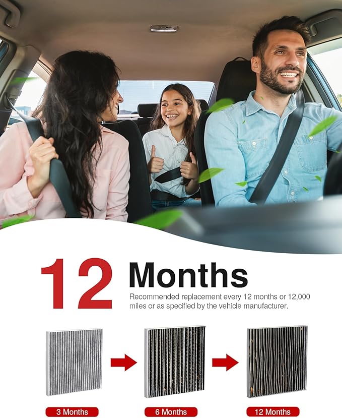Puroma Cabin Air Filter with Activated Carbon, Replacement for CP374, CF10374, CAF1765, CAF7765, Tacoma, Dodge Dart, Pontiac Vibe, 87139-YZZ09 and 88508-04010, Chrysler: 68164981AA