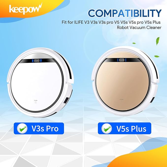 KEEPOW 10 Pack HEPA Filters Replacement Compatible with ILIFE V3s V3s pro V5 V5s V5s Pro V5s Pro 2 V5s Plus Robot Vacuum Cleaner