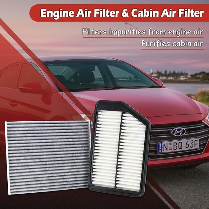 28113-3X000 Engine Air Filter and CF10728 Cabin Air Filter kit Compatible with 2011-2016 Hyundai Elantra 2013-2017 Elantra GT 2014-2018 Kia Forte Forte5 Replaces 28113-3Z100 97133-2H000