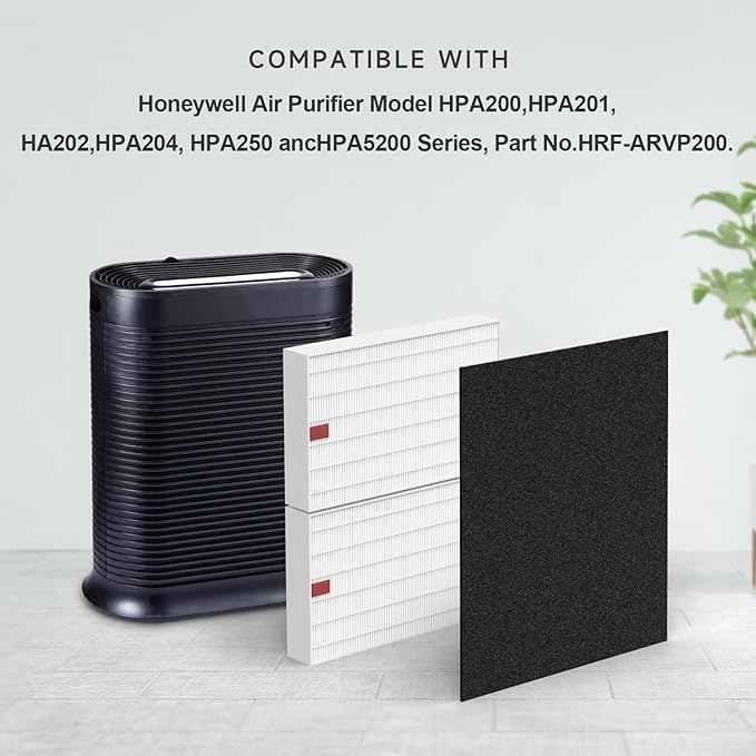 HPA200 HEPA Filter Replacement Compatible with Honeywell HPA200 HRF-ARVP200 Series Air Purifier HPA200, HPA201, HA202, HPA204, HPA250, HPA5200, 4 HEPA R + 8 Activated Carbon Pre-Filters A