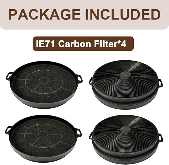 4 Pack Charcoal Filters Compatible with MCBON IE71-BLACK, TE77, SOONYE SOP05-30/36, SOP06-30, SOT02-30, Zline and AKDY Range Hood. Compare to Part # CF01, CF001, CF0003, CF0006, IE71