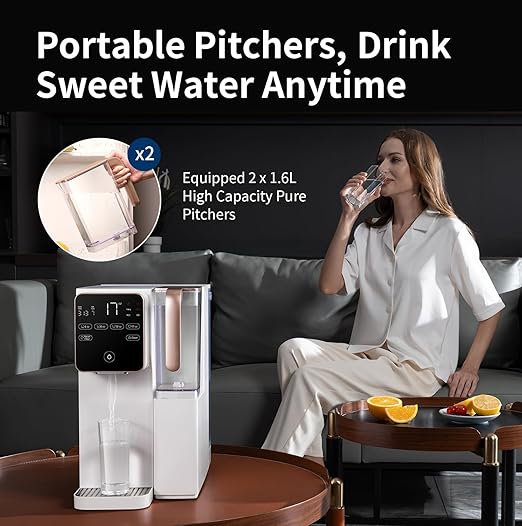 TOKIT T1 Reverse Osmosis Water Filter Countertop, NSF/ANSI 58, RO Whole House Water Filter System with Alkaline Remineralization Filter, No Installation