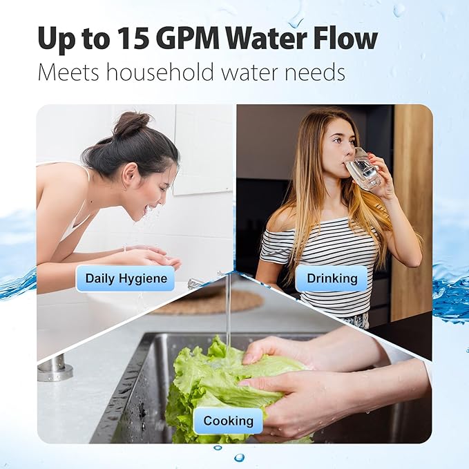 iSpring US21B High Capacity Under Sink Water Filter System with Upgraded Hoses, Removes PFAS, PFOA/PFOS, Chlorine, Iron, Lead, Odor and More, 15GPM Fast Flow