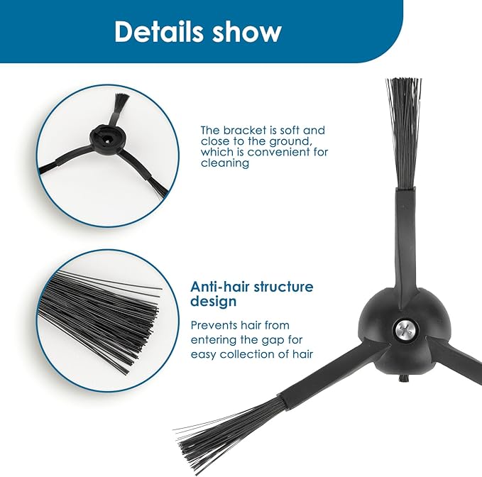 (4 Pack) Side Brushes for Roborock Q5 Max+, S8 MaxV Ultra, Q5 Pro, Q8 Max+, Q Revo, Qrevo Pro, Qrevo S, Qrevo Slim, Qrevo Master, S8 Pro Ultra, S7 MaxV Ultra, Q7 Max, Q7 Max+, Q5 Pro+, S7 & E Series