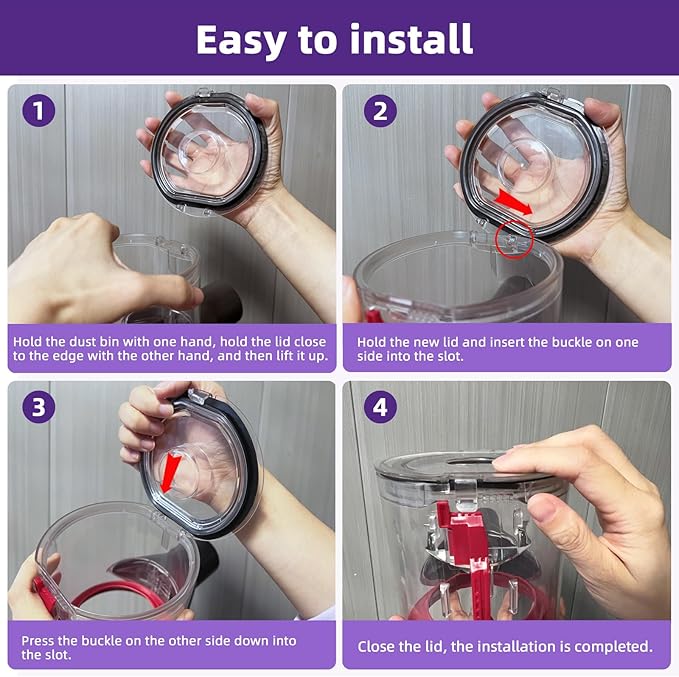 Dust Bin Lid Replacement for Dyson V6 DC58 DC59 DC62 DC72 DC74 Vacuum Cleaner, Dust Bucket Cup Cap Accessories