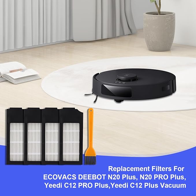 Filter Replacement for Yeedi C12 Pro Plus: Robot Vacuum Filter Fit For Yeedi C12 Pro Plus, Washable and Reusable Replacement Accessories kit Fit For Yeedi C12 Plus（4 Pack）