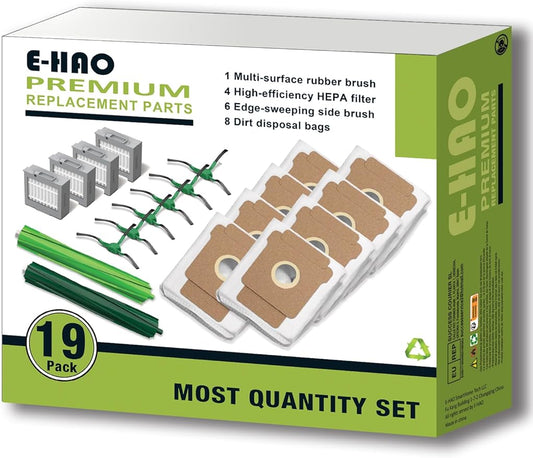 Max 705 & 504 Replacement Parts for iRobot Roomba Max 705 Vac, Roomba Plus 504 Vac Robot Vacuum. Accessories Kit with 8 Dust Bags, 2 Rubber Rollers, 4 HEPA Filters, 6 Side Brushes