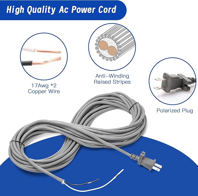 36ft Power Cord Compatible with Shark Navigator Lift-Away Upright Vacuum Cleaner Pro NV355 NV356 NV357 UV400 UV540 NV36 NV60 NV80 NV360 NV370 Rotator Lift-Away NV501 NV502 NV450 NV402