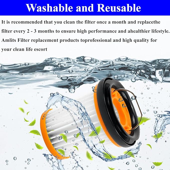 WV201 Filter Replacement for Shark Wandvac ION W1 S87 Handheld Vacuum Filter Replacement WV200, WV201, WV205, WV201BK, WV220, Compare to Part # XHFWV200, 8 Pack Filters and 1 Clean Brush