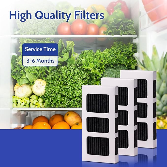 3-Pack Refrigerator Air Filter for Frigidaire Paultra2 Pure Air Ultra 2, Pureair Ultra II, Compatible with Electrolux Refrigerators - Replaces 242047805, 5303918847, EAP12364179