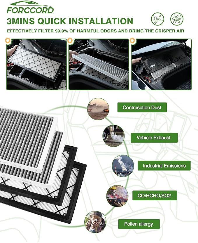4-Pack HEPA Cabin Air Filter Fits for Tesla Model Y 2026 2025 2024 2023 2022 2021 2020 Activated Carbon Cabin Air Intake Filter Replacement Model Y Car Accessories