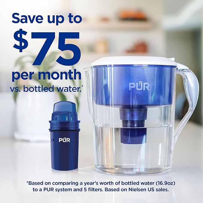 PUR Water Pitcher & Dispenser Replacement Filter 2-Pack, Genuine PUR Water Filters for Pitchers, 2-in-1 Powerful Filtration and Faster Filtration, 4-Month Value, Blue (PPF900Z2)