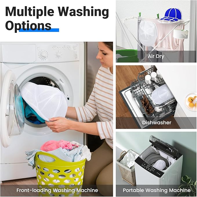 Hat Washer Cage with Mesh Bag for Top-Load (No Agitator) & Dishwasher - Baseball Cap Cleaner – 1 Set (Assembly Required)