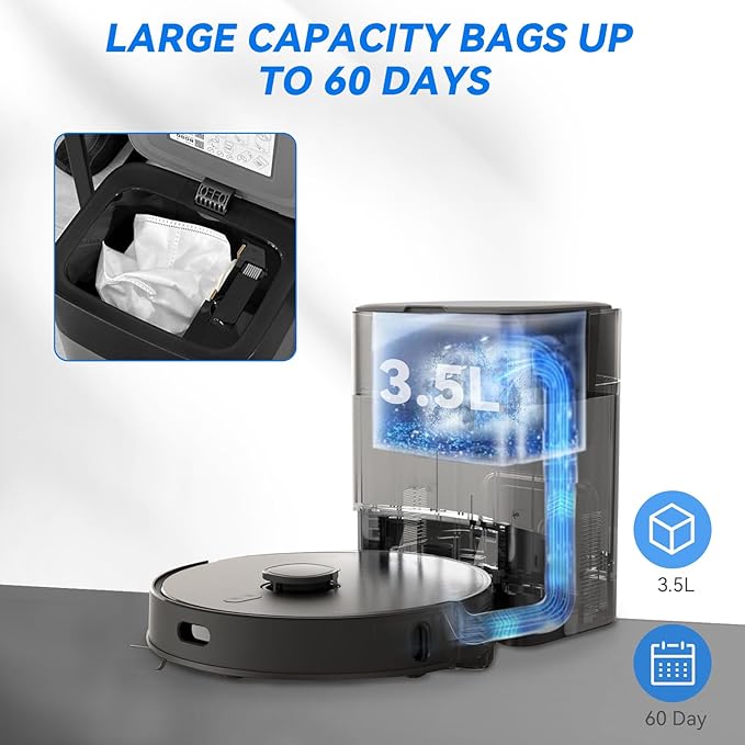 Dust Bags for AIRROBO T20+/ T25+/ T30+/ T25+C Robot Vacuum Cleaner, Replacement Vacuum Bags Disposable Bag Airrobo Robot Vacuum Cleaner Bags Replacement Parts (8 Pack)