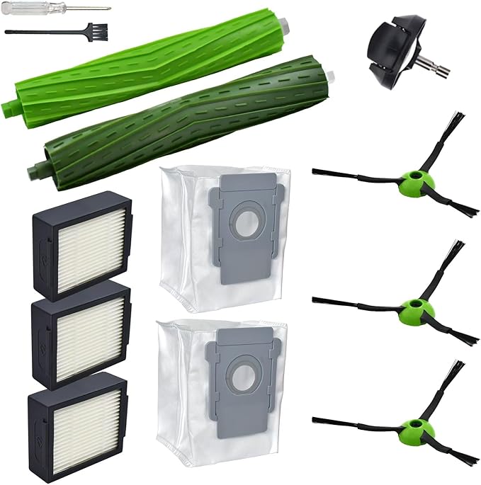 Replacement Parts Compatible with iRobot Roomba J7 J7+ J5 J5+ J6 J6+ J8 J8+ J9 J9+ Vacuum Cleaner Accessories Kit,Front Caster Wheel,Rubber Roller Brushes,3 HEPA Filters,3 Side Brushes,2 Bags