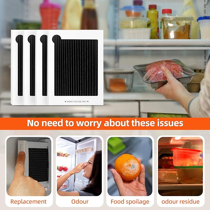FPRU19F8RFC FPRU19F8RFF 4-PACK Refrigerator Air Filter Replacement for Frigidaire FPUH19D7LF1 FPRU19F8QFA FPRU19F8RFA FPRU19F8RFB FPRU19F8RFE FPSC2277RF1 FPSC2278UFA FPSS2677RF1 FPUS2686LF3