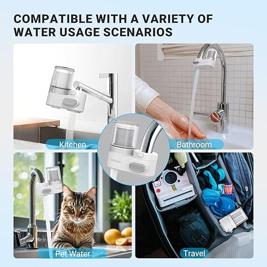 Faucet Filter, Push Button, Dual Spray Modes, Mechanical Switch Button - 350 Gallons Water Purifier for Sink, NSF Certified Reduces Chlorine & Bad Taste with 1 Replacement