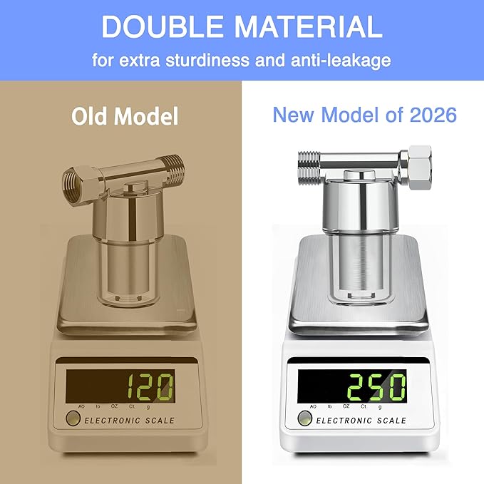 Washing Machine Water Filter, 40 Micron Reusable Brass Inline Sediment Filter, Anti-Scale Hose Pre-Filter for Water Heater, RV, and Toilet Bidet (L Port)